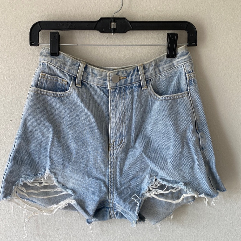 High waisted denim shorts